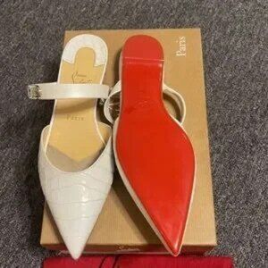 Christian Louboutin Women's Sz 36 US 6 Just Soon 100 Nude Patent Bow Pumps Heel